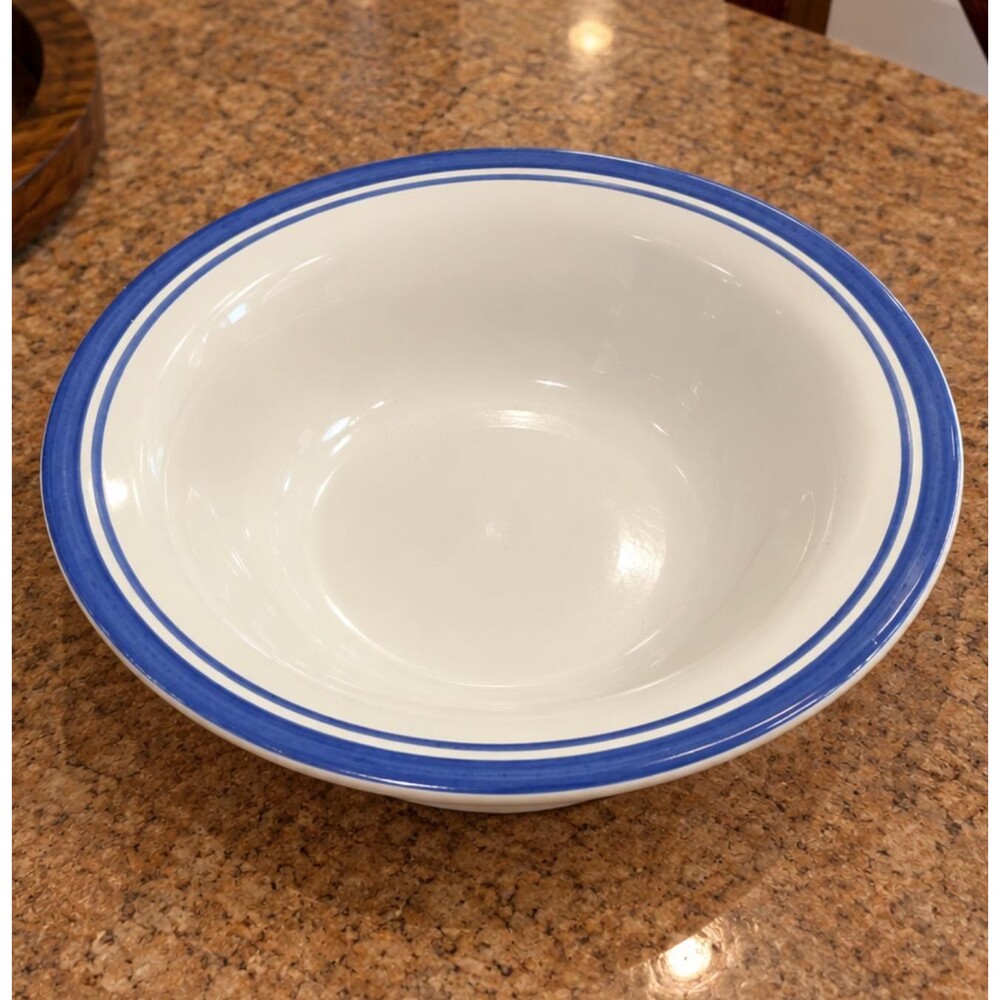 Williams Sonoma Portugal 16” Large Brasserie Blue Stoneware Serving Bowl VTG